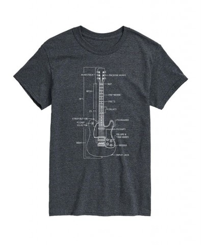 Men's Guitar Short Sleeve T-shirt Gray $14.35 T-Shirts
