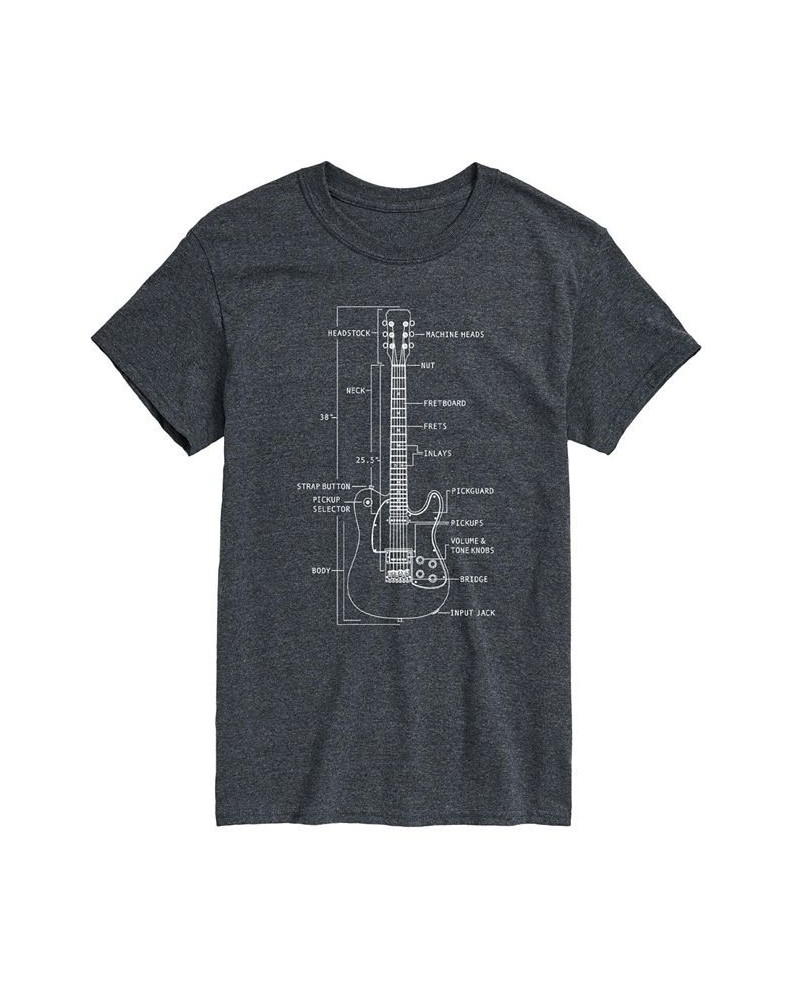 Men's Guitar Short Sleeve T-shirt Gray $14.35 T-Shirts