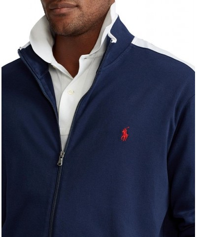 Men's Big & Tall Soft Cotton Track Jacket Blue $44.55 Jackets