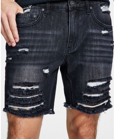 Men's Classic-Fit Destroyed 7" Denim Shorts Multi $14.94 Shorts