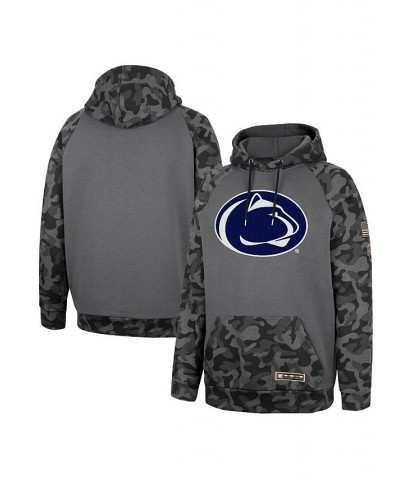 Men's Charcoal Penn State Nittany Lions OHT Military-Inspired Appreciation Camo Stack Raglan Pullover Hoodie $31.20 Sweatshirt
