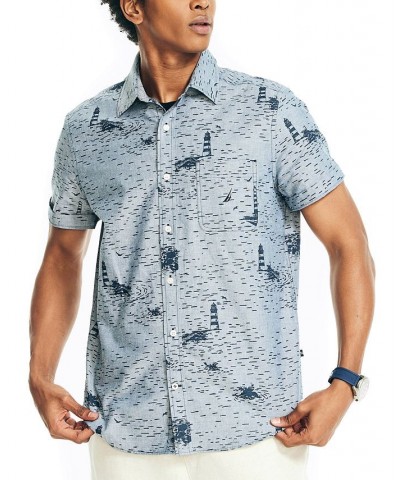 Men's Classic-Fit Lighthouse Print Chambray Shirt Blue $32.47 Shirts