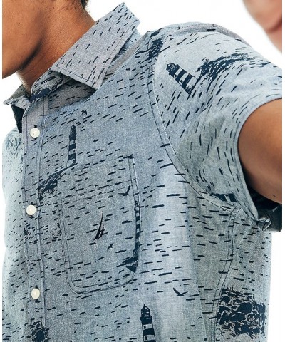 Men's Classic-Fit Lighthouse Print Chambray Shirt Blue $32.47 Shirts