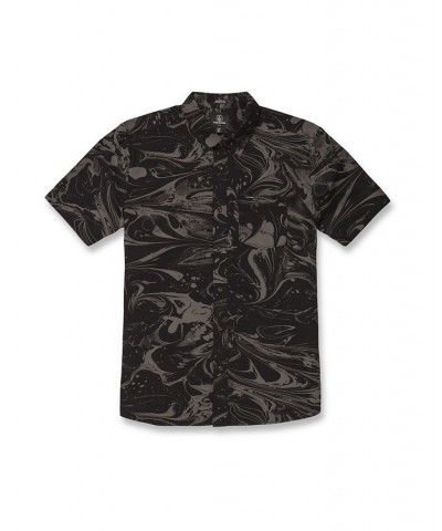 Men's Marble Short Sleeves Shirt Black $32.20 Shirts