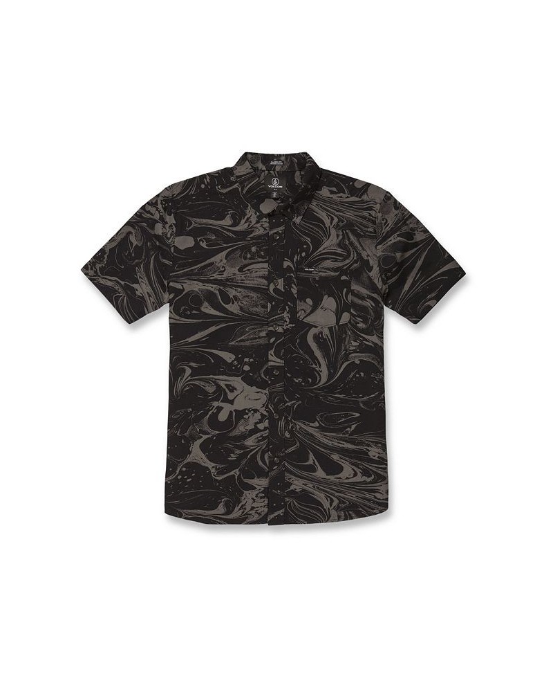 Men's Marble Short Sleeves Shirt Black $32.20 Shirts