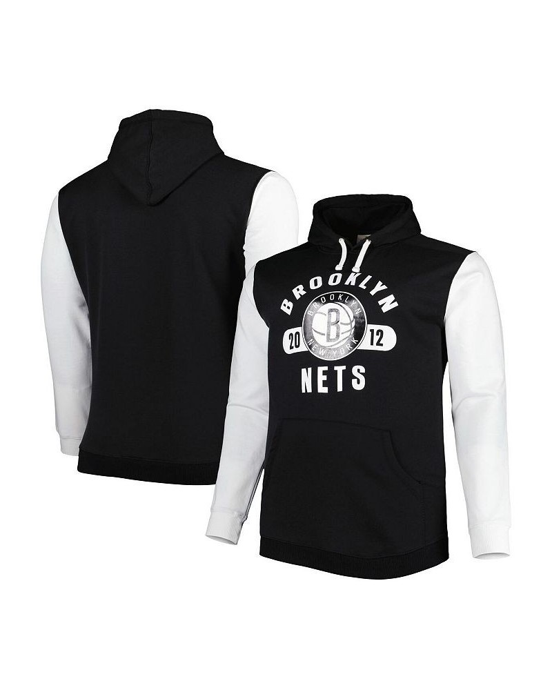 Men's Branded Black, White Brooklyn Nets Big and Tall Bold Attack Pullover Hoodie $38.40 Sweatshirt