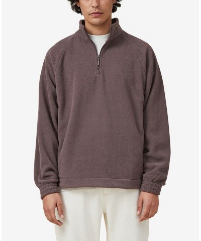 Men's Polar Quarter Zip Fleece Sweatshirt Brown $25.49 Sweatshirt