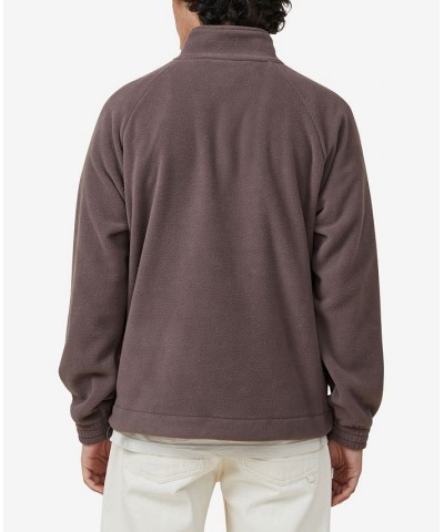 Men's Polar Quarter Zip Fleece Sweatshirt Brown $25.49 Sweatshirt