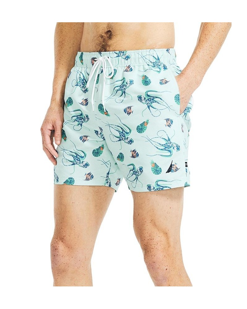 Men's Ocean-Print Swim Shorts Reel Aqua $19.08 Swimsuits