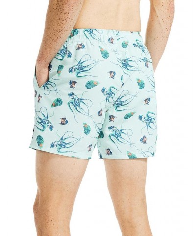 Men's Ocean-Print Swim Shorts Reel Aqua $19.08 Swimsuits