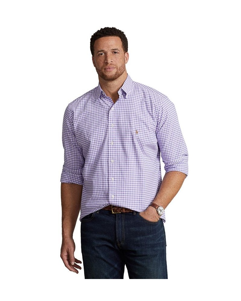 Men's Big & Tall Gingham Oxford Shirt Light Blue/White $59.40 Shirts