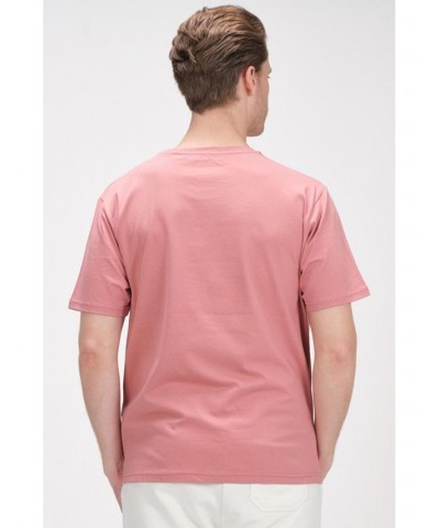 Men's Modern Print Fitted Palms T-shirt Pink $36.40 T-Shirts