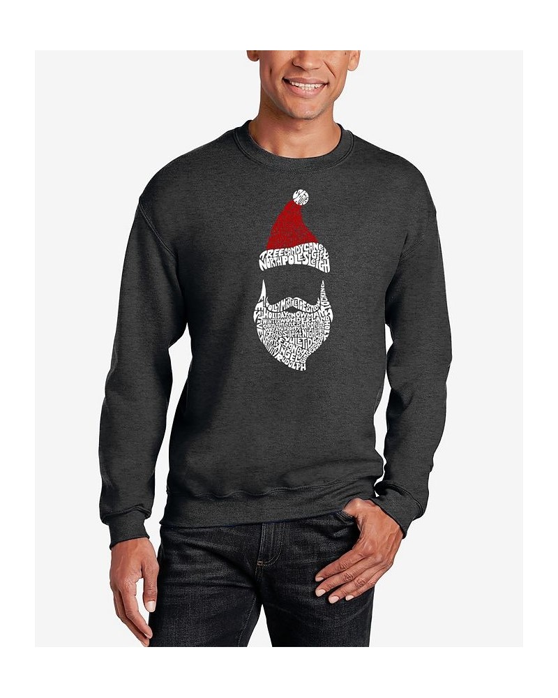 Men's Santa Claus Word Art Crewneck Sweatshirt Gray $26.49 Sweatshirt