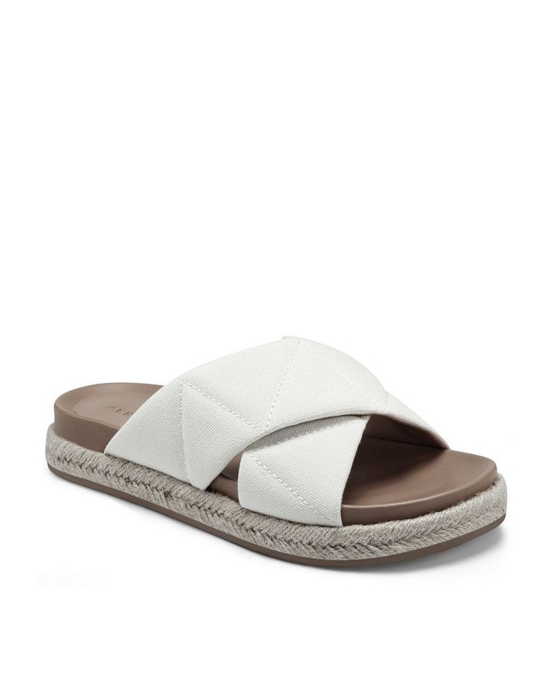 Women's Linney Cross Band Slide Sandals White $27.92 Shoes