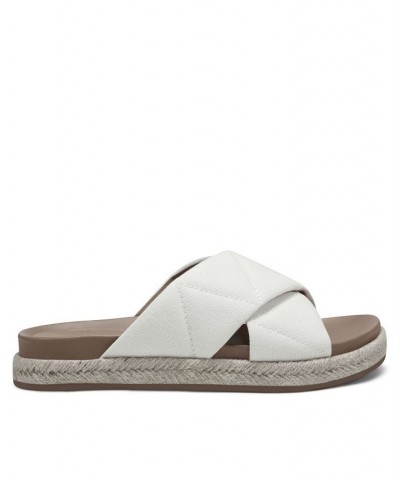 Women's Linney Cross Band Slide Sandals White $27.92 Shoes