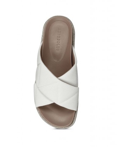 Women's Linney Cross Band Slide Sandals White $27.92 Shoes