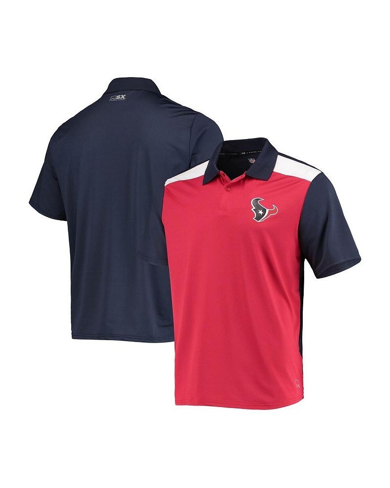 Men's Red, Navy Houston Texans Challenge Color Block Performance Polo Shirt $26.65 Polo Shirts