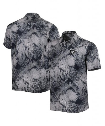 Men's Black Las Vegas Raiders Coast Luminescent Fronds Camp IslandZone Button-Up Shirt $38.72 Shirts