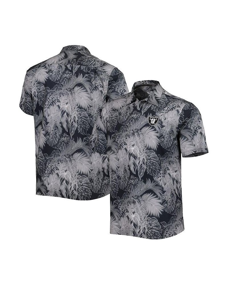 Men's Black Las Vegas Raiders Coast Luminescent Fronds Camp IslandZone Button-Up Shirt $38.72 Shirts