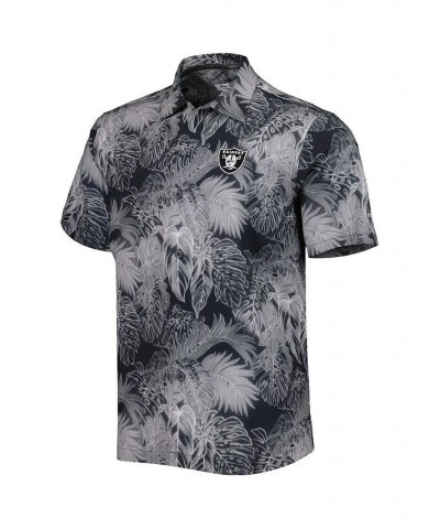 Men's Black Las Vegas Raiders Coast Luminescent Fronds Camp IslandZone Button-Up Shirt $38.72 Shirts