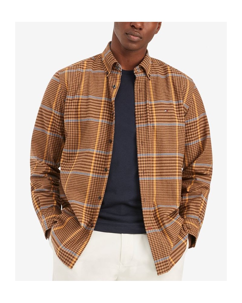 Men's Plaid Long Sleeve Classic-fit Shirt Orange $20.00 Shirts