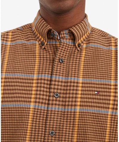 Men's Plaid Long Sleeve Classic-fit Shirt Orange $20.00 Shirts