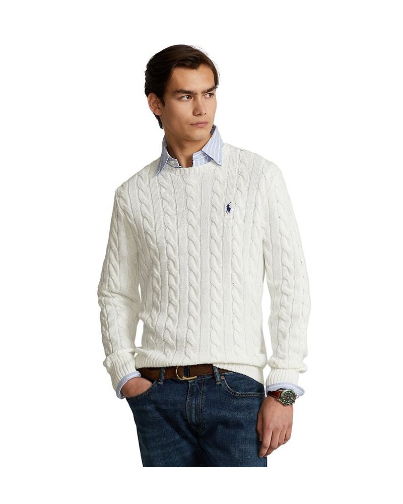 Men's Cable-Knit Cotton Sweater White $74.00 Sweaters