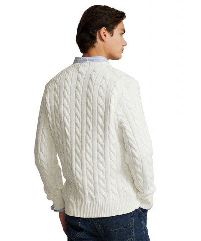 Men's Cable-Knit Cotton Sweater White $74.00 Sweaters