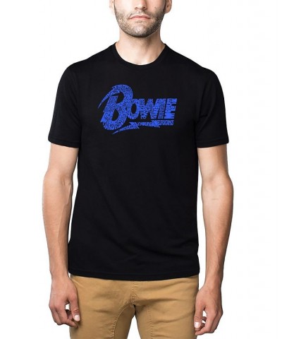 Men's Premium Blend David Bowie Logo Word Art T-shirt Blue $22.05 T-Shirts