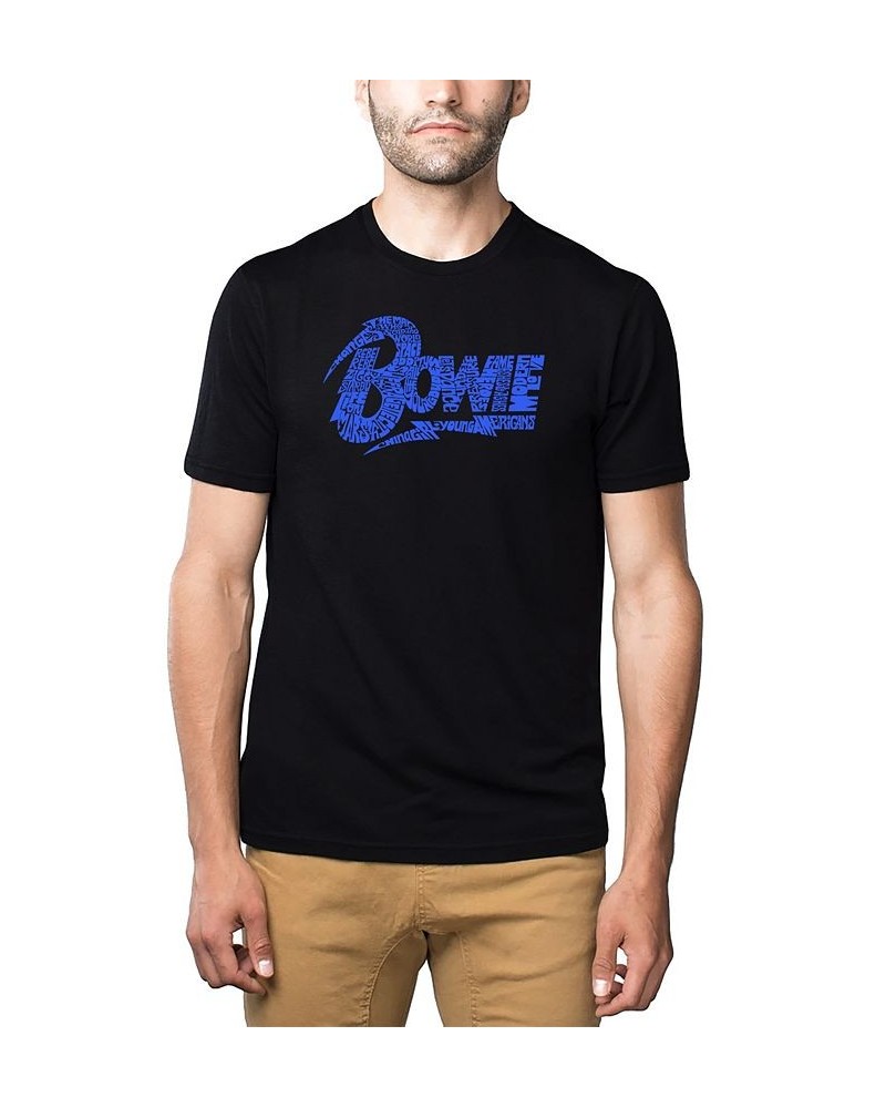 Men's Premium Blend David Bowie Logo Word Art T-shirt Blue $22.05 T-Shirts