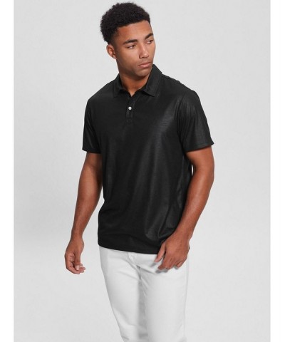Men's Mason Shine Short Sleeves Polo Shirt Black $36.57 Polo Shirts