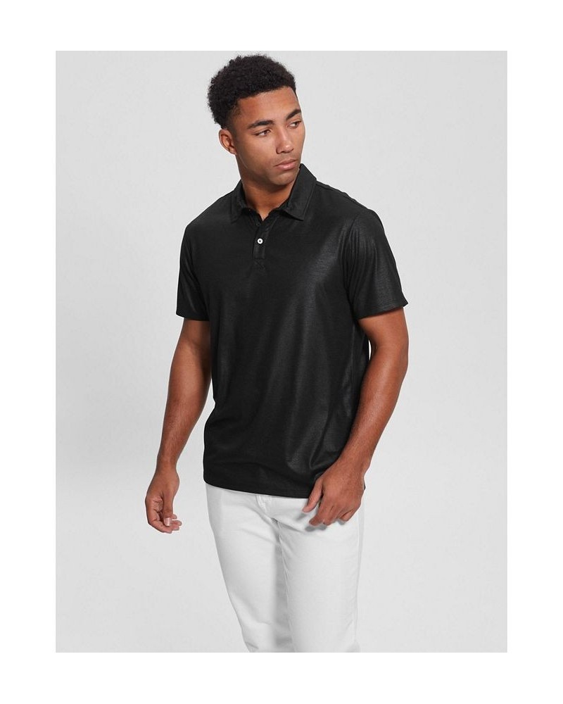 Men's Mason Shine Short Sleeves Polo Shirt Black $36.57 Polo Shirts