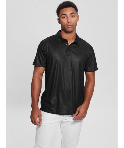 Men's Mason Shine Short Sleeves Polo Shirt Black $36.57 Polo Shirts