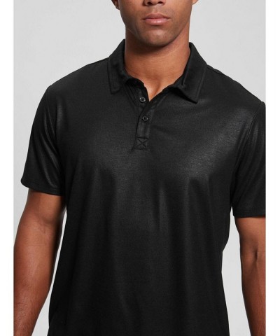 Men's Mason Shine Short Sleeves Polo Shirt Black $36.57 Polo Shirts