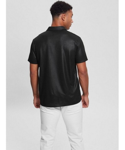 Men's Mason Shine Short Sleeves Polo Shirt Black $36.57 Polo Shirts