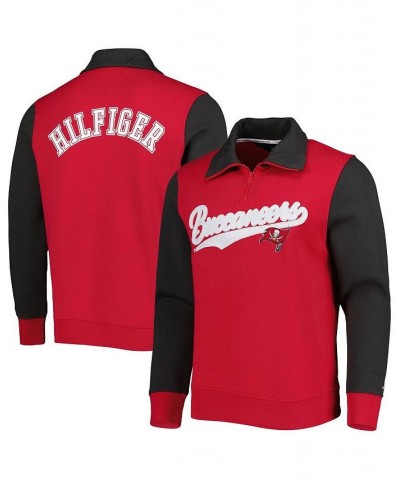 Men's Red, Pewter Tampa Bay Buccaneers Aiden Quarter-Zip Top $45.32 Sweatshirt