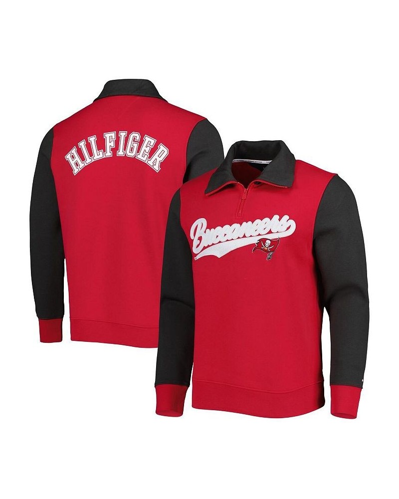 Men's Red, Pewter Tampa Bay Buccaneers Aiden Quarter-Zip Top $45.32 Sweatshirt