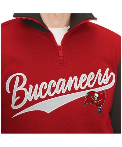 Men's Red, Pewter Tampa Bay Buccaneers Aiden Quarter-Zip Top $45.32 Sweatshirt