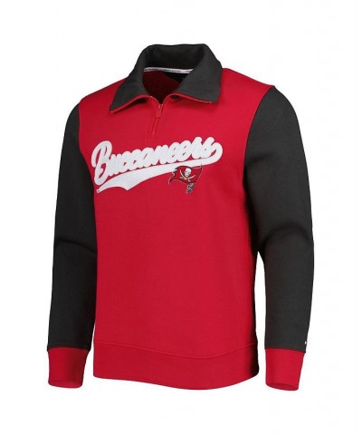 Men's Red, Pewter Tampa Bay Buccaneers Aiden Quarter-Zip Top $45.32 Sweatshirt