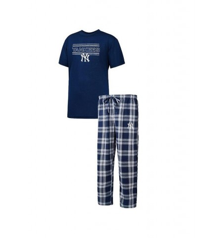 Men's Navy, Gray New York Yankees Badge T-shirt and Pants Sleep Set $31.79 Pajama