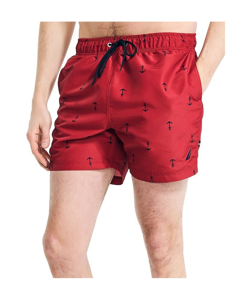 Men's Quick Dry Anchor Print 5" Swim Trunks Pink $16.20 Swimsuits