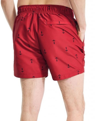 Men's Quick Dry Anchor Print 5" Swim Trunks Pink $16.20 Swimsuits