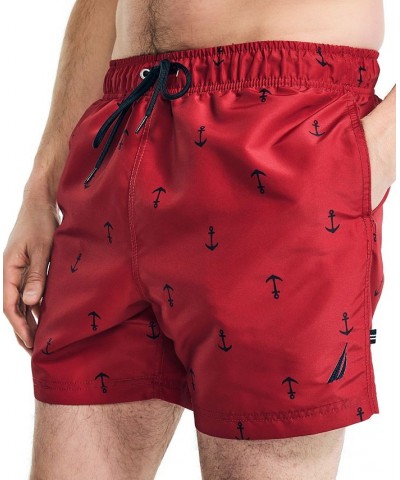 Men's Quick Dry Anchor Print 5" Swim Trunks Pink $16.20 Swimsuits