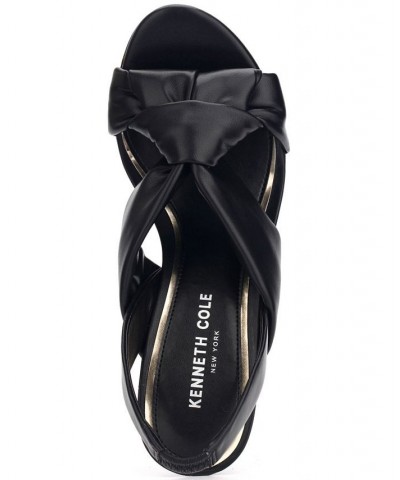 Women's Blanche Knot Slingback Heeled Dress Sandals Black $50.31 Shoes