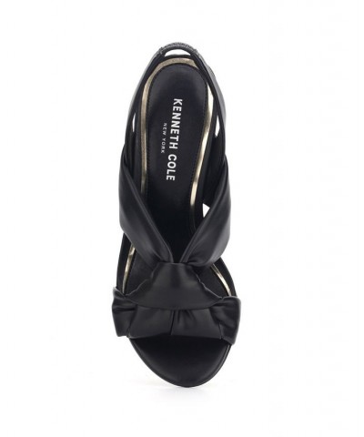 Women's Blanche Knot Slingback Heeled Dress Sandals Black $50.31 Shoes