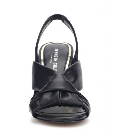 Women's Blanche Knot Slingback Heeled Dress Sandals Black $50.31 Shoes