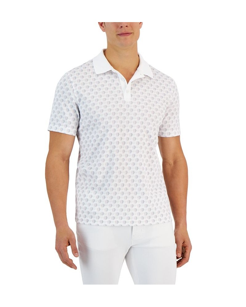 Above Short Sleeve Geo Pattern Polo Shirt White $16.00 T-Shirts
