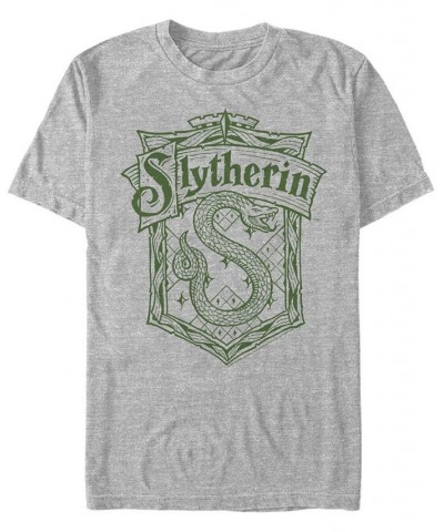 Men's Slytherin Crest Short Sleeve Crew T-shirt Gray $15.40 T-Shirts