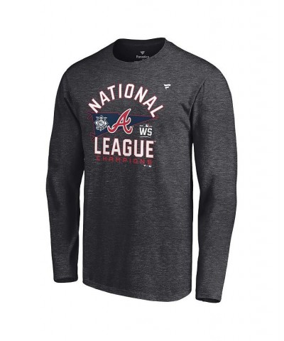 Men's Heathered Charcoal Atlanta Braves 2021 National League Champions Locker Room Long Sleeve T-shirt $17.20 T-Shirts