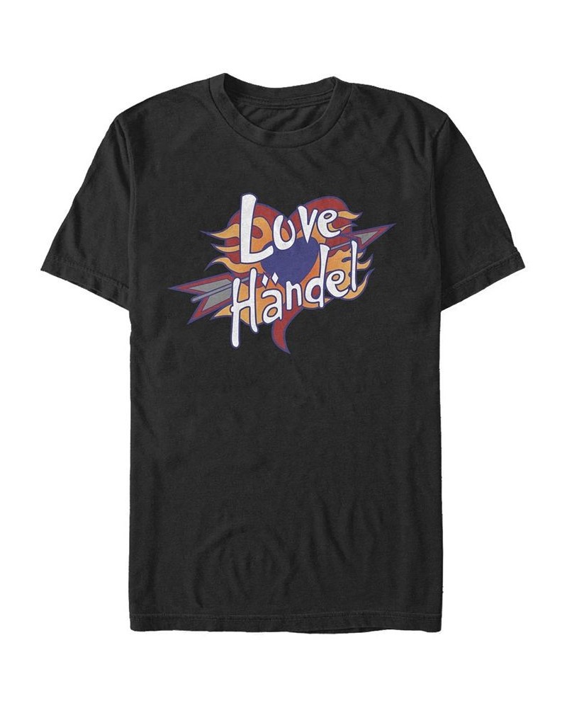 Men's Phineas and Ferb Love Handle Short Sleeve T-shirt Black $18.89 T-Shirts